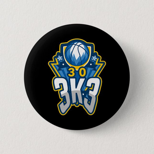 3 K 3 Point Basketball Record 3000 Three Pointers  Button (Front)