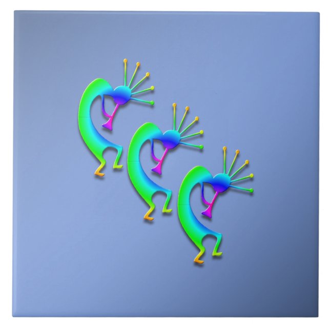 3 Kokopelli #86 Ceramic Tile (Front)