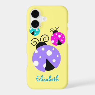 3 Ladybugs in Purple Pink and Blue Personalized iPhone 17 Case