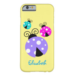 3 Ladybugs in Purple Pink and Blue Personalized Barely There iPhone 6 Case