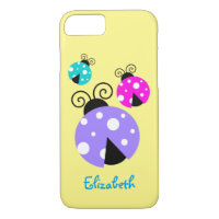 3 Ladybugs in Purple Pink and Blue Personalized