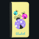 3 Ladybugs in Purple Pink and Blue Personalized Samsung Galaxy S5 Wallet Case<br><div class="desc">Some whimsical and cute ladybugs. These brightly colored ladybugs have delightful round bodies with cute white polka dots across the back. Their heads are a half moon shape in black and have cute curly shaped feelers. These 3 ladybugs are painted bright purple, pink and blue. Personalize / customize with a...</div>