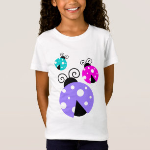 3 Ladybugs in Purple Pink and Blue T-Shirt