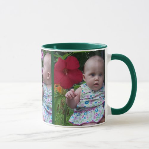 3 Large Photos Green Background Easy Upload Gift Mug