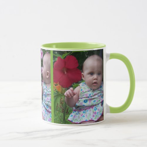 3 Large Photos Lime Background Easy Upload Mug