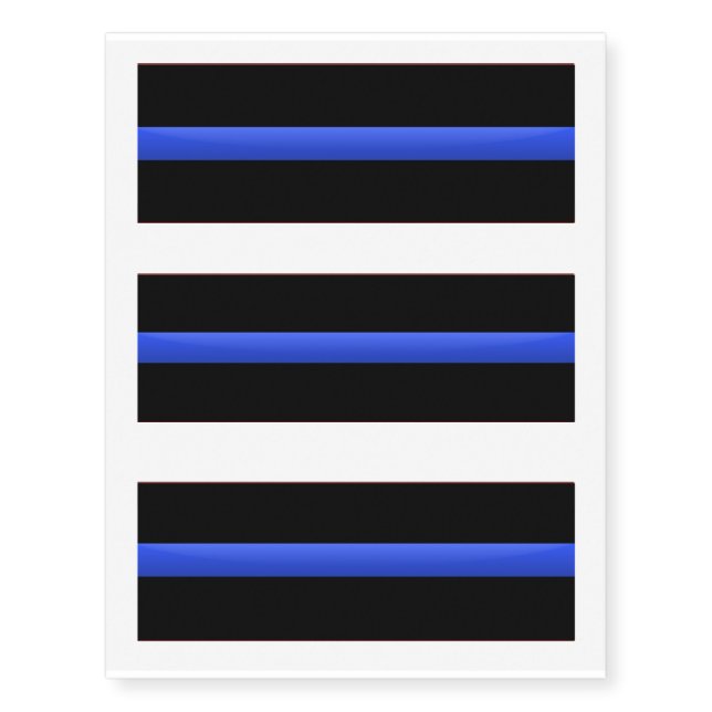 3 Large Thin Blue Line Emblems Temporary Tattoos (Front)