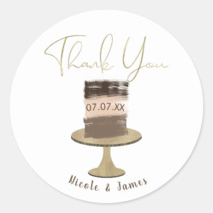 3 Layer Cake Modern Elegant Rustic Bridal Shower Classic Round Sticker