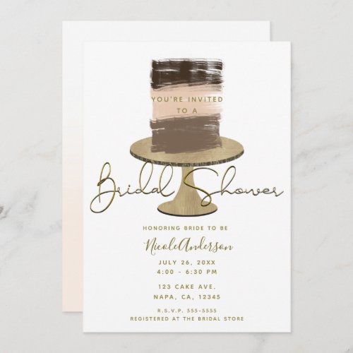 3 Layer Cake Modern Elegant Rustic Bridal Shower Invitation