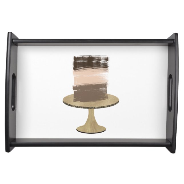 3 Layer Cake Modern Rustic Wedding Bakery Cake Serving Tray (Front)