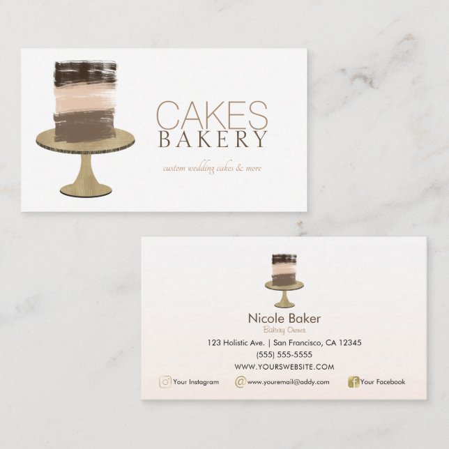 3 Layer Cake Modern Rustic Wedding Bakery Cakes  Business Card (Front/Back)