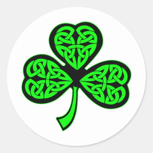 3 Leaf Celtic Clover Shamrock Classic Round Sticker