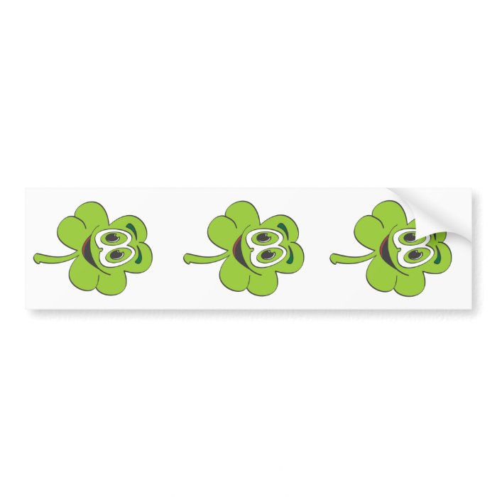 3 Leaf Clover Cartoon Bumper Sticker