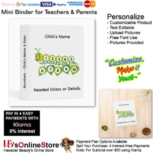 3 Learn Numbers Add Child's Name Date Info Teacher Mini Binder