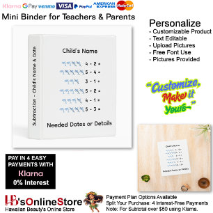 3 Learn Subtraction Child's Name Date Teacher  Mini Binder