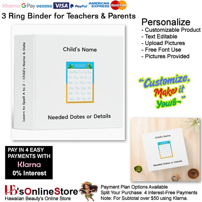 3 Learn To Spell A to Z Child's Name Date Teacher  3 Ring Binder (3 Learn To Spell A to Z Child's Name Date Teacher 3 Ring Binder.)