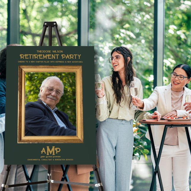 3 Letter Gold Monogram Green Photo Retirement Foam Board (Creator Uploaded)