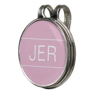 3 Letter Initials Monogram Golf Ball Marker Pink Golf Hat Clip