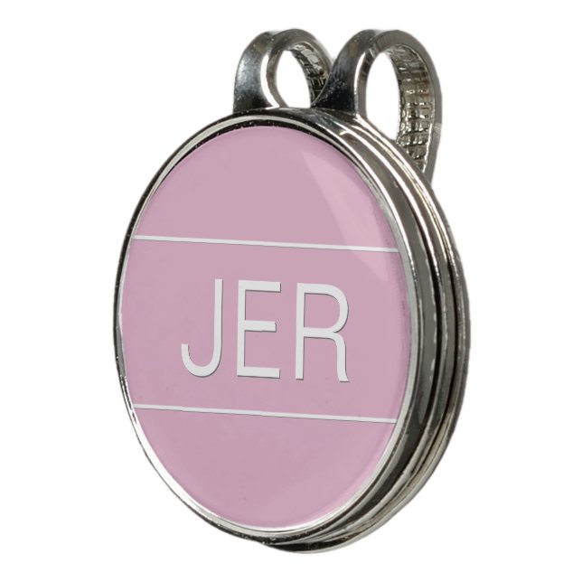 3 Letter Initials Monogram Golf Ball Marker Pink Hat Clip (3/4)