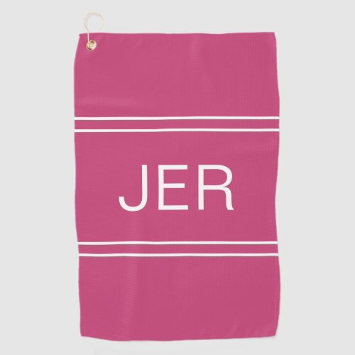 3 Letter Initials Monogram Hot Pink Golfers Best Golf Towel