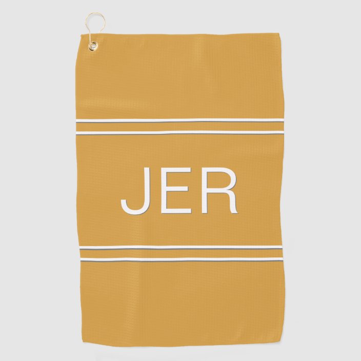3 Letter Initials Monogram Yellow Golfer's Best Golf Towel