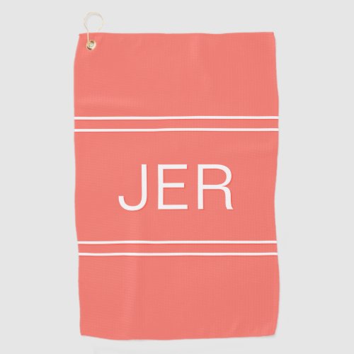 3 Letter Initials Monogrammed Coral Golfers Best Golf Towel