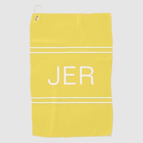 3 Letter Initials Monogrammed Golfers Yellow Golf Towel
