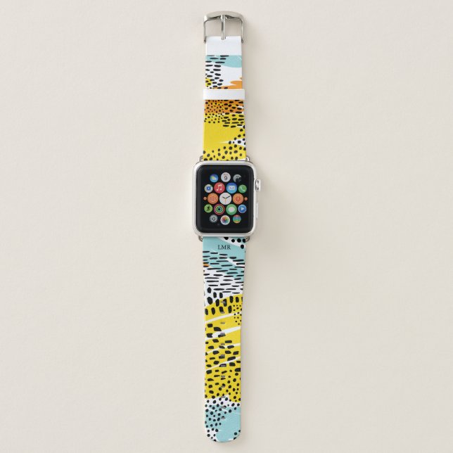 3-Letter Monogram Eclectic Animal Print Pattern Apple Watch Band (Front)
