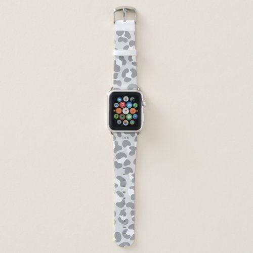 3_Letter Monogram Gray Leopard Print Apple Watch Band