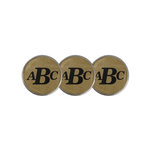 3 Letter Monogram Initial Beige Brown Leather Look Golf Ball Marker