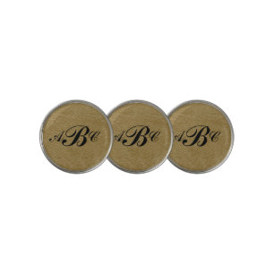 3 Letter Monogram Initial Beige Brown Leather Look Golf Ball Marker