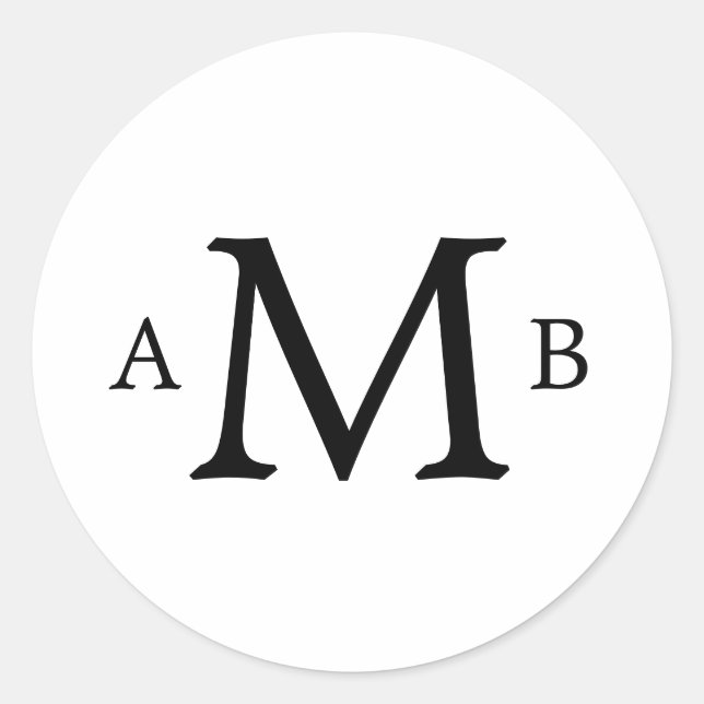 3 LETTER MONOGRAM TEMPLATE CLASSIC ROUND STICKER (Front)