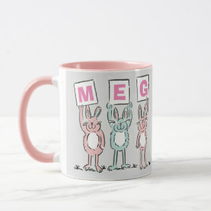 3 Letter Name Fun Rabbits Design Mug