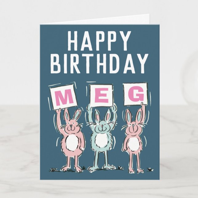 3 Letter Name Happy Birthday Card with Rabbits (Creator Uploaded)