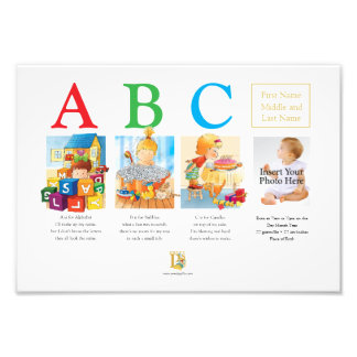 3 LETTER NAME POSTER + birth details + photo