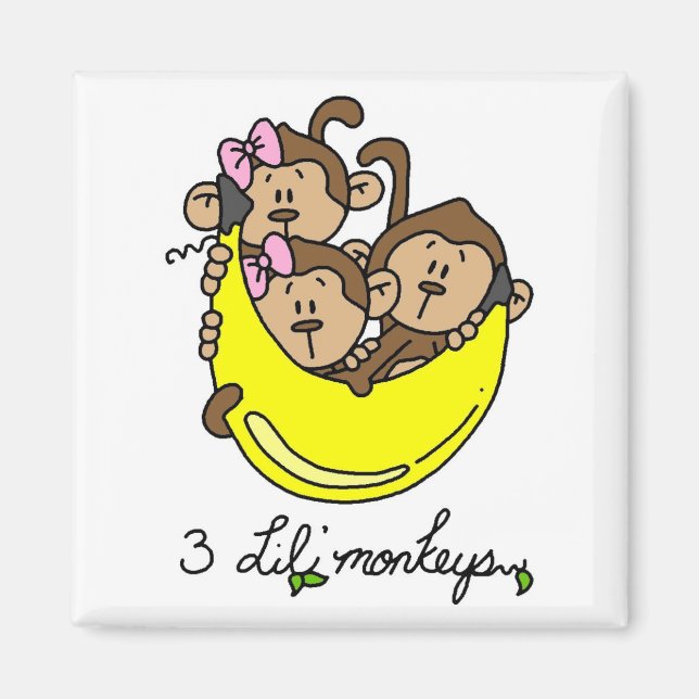 3 Li'l Monkeys Tshirts and Gifts Magnet (Front)