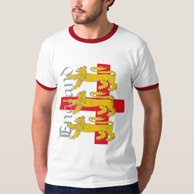 3 Lions on St George's Cross T-Shirt (Front)