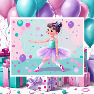3 Little Girl Ballerina Brown Hair Coordinating Wrapping Paper Sheets