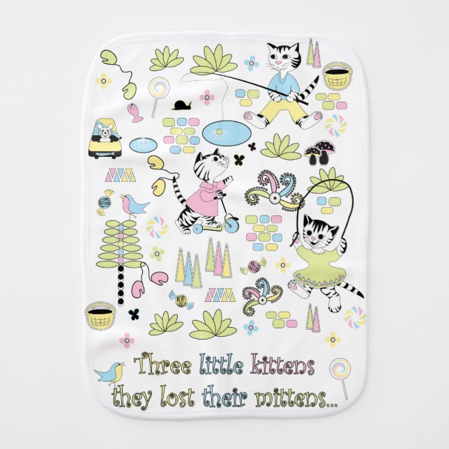 3 little kittens Burp Cloth (Front)