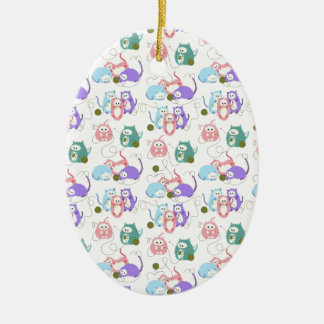 3 Little Kittens Knitting! Ceramic Ornament