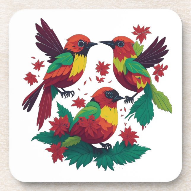 3 Little Reggae Birds Beverage Coaster (Front)