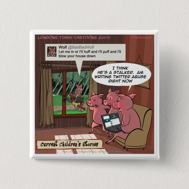 3 Little Social Media Savvy Pigs Button (Front)