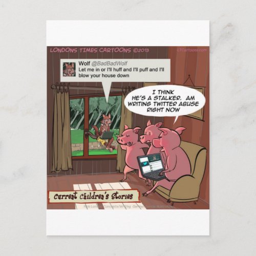 3 Little Social Media Savvy Pigs Postcard
