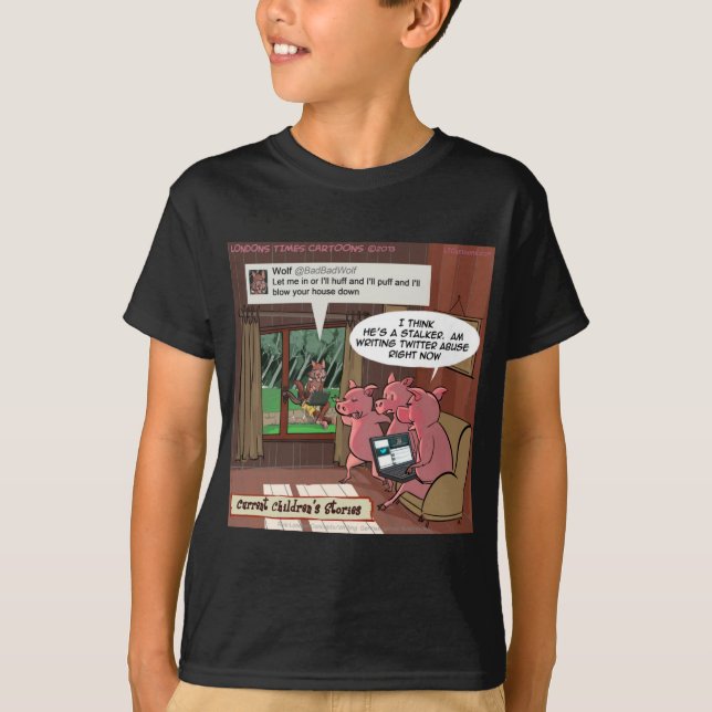 3 Little Social Media Savvy Pigs T-Shirt (Front)
