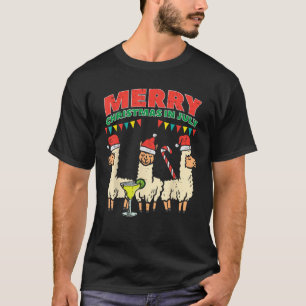 3 Llamas Merry Christmas In July Funny Summer Xmas T-Shirt