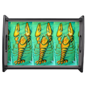 3 lobsters green/black tray