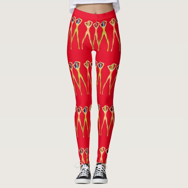 3 long-legged Ladies Standing Thunder_Cove  Leggings (Front)