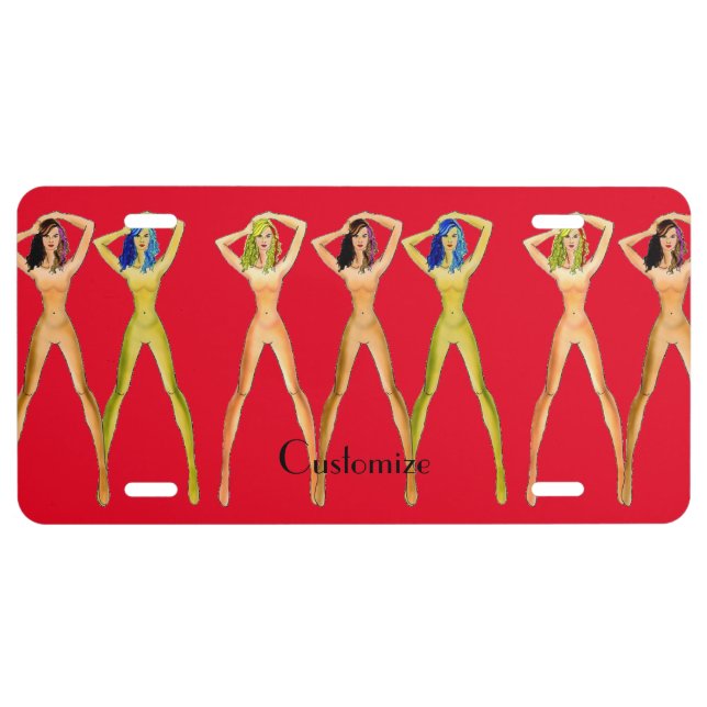 3 long-legged Ladies Standing Thunder_Cove  License Plate (Front)