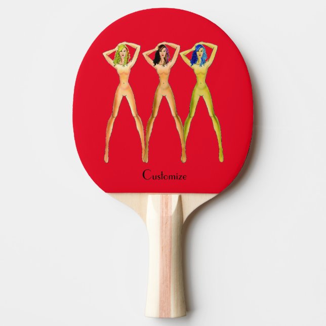 3 long-legged Ladies Standing Thunder_Cove Ping Pong Paddle (Front)
