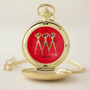 3 long-legged Ladies Standing Thunder_Cove Pocket Watch