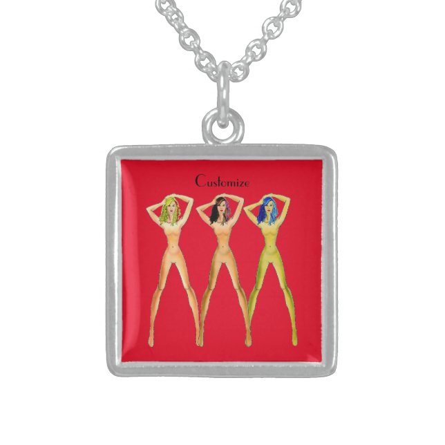 3 long-legged Ladies Standing Thunder_Cove Sterling Silver Necklace (Front)